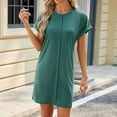thumbnail image 4 of Moins de 10, Robe Mini d'Été Ample à Col Rond pour Femmes Grande Taille, Robe Mini Ample à Col Rond à Manches Courtes pour Femmes Grande Taille, Idéale pour les Sorties Estivales Décontractées, Sopatenor, 4 of 9