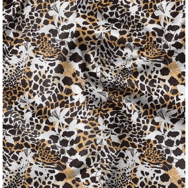 Soimoi Orange Heavy Canvas Fabric Leopard Animal Skin Print Fabric by Yard 58 Inch Wide