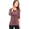 thumbnail image 2 of INSPIRE CHIC Haut Froncé à Manches Longues pour Femme, Col Bénitier, Boutons Décoratifs, Rouge, 2TG, Saint-Patrick, 2 of 6