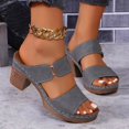 thumbnail image 3 of IUJSOY Womens Heeled Sandals Open Toe Two Strap Chunky Heels Slides Soft Cushion Slip on Mules, 3 of 5