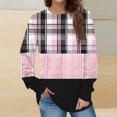 thumbnail image 2 of KIHOUT Chandails de Mode pour Femmes, Blouse Décontractée à Manches Longues à Carreaux Patchwork Imprimés, Col Rond, Coupe Ample, Chandail à Enfiler, Tailles P-2TG, 2 of 5