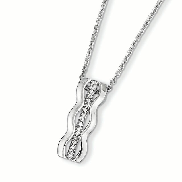 Sterling Silver & CZ Brilliant Embers Necklace 18 Inch