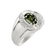 thumbnail image 4 of RYLOS Sterling Silver Ring 8X6MM Oval Gemstone &  Diamond Unisex Rings Green Sapphire September Birthstone Ring Size 7, 4 of 7