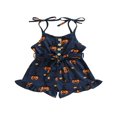 thumbnail image 1 of Bébé Halloween Filles Romper Sans Manches Citrouille Impression Shorts une Pièce Vêtements, 1 of 7