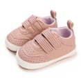 thumbnail image 2 of Spring And Autumn Children Baby Toddler Shoes Boys And Girls Flat Bottom Non Slip Lightweight Comfortable Double Hook Loop Solid Color Simple Style Baby Sneakers Pink 11/0 M—6 M, 2 of 7