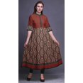 thumbnail image 2 of Bimba Kurtis Indiennes à Motif Damassé Floral Rouge pour Femmes, Longues, Évasées, Décontractées, Anarkali, Robes Ethniques Kurti-Petit, 2 of 5