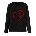 thumbnail image 3 of Besolor Tuniques Automne Printemps pour Femmes 2024 Imprimé Cœur Col Rond Manches Longues Chemises Décontractées Amples Blouse Tee, 3 of 3