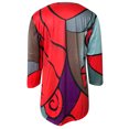 thumbnail image 4 of CEHVOM Ladies Colorblock Printed V-neck Zipper Casual Loose Long Sleeve Top, 4 of 4