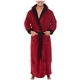 thumbnail image 1 of LNWUY (P-5TG) Grande Taille Peignoir en Molleton pour Homme Grande Taille avec Capuchon, Peignoir en Peluche Pleine Longueur à Blocs de Couleur Robe de Nuit avec Poches Rouge G, 1 of 3