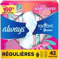 thumbnail image 2 of Always Radiant Serviettes pour Adolescentes, Taille 1, Régulières, avec Ailes, Non Parfumées, 2 of 16