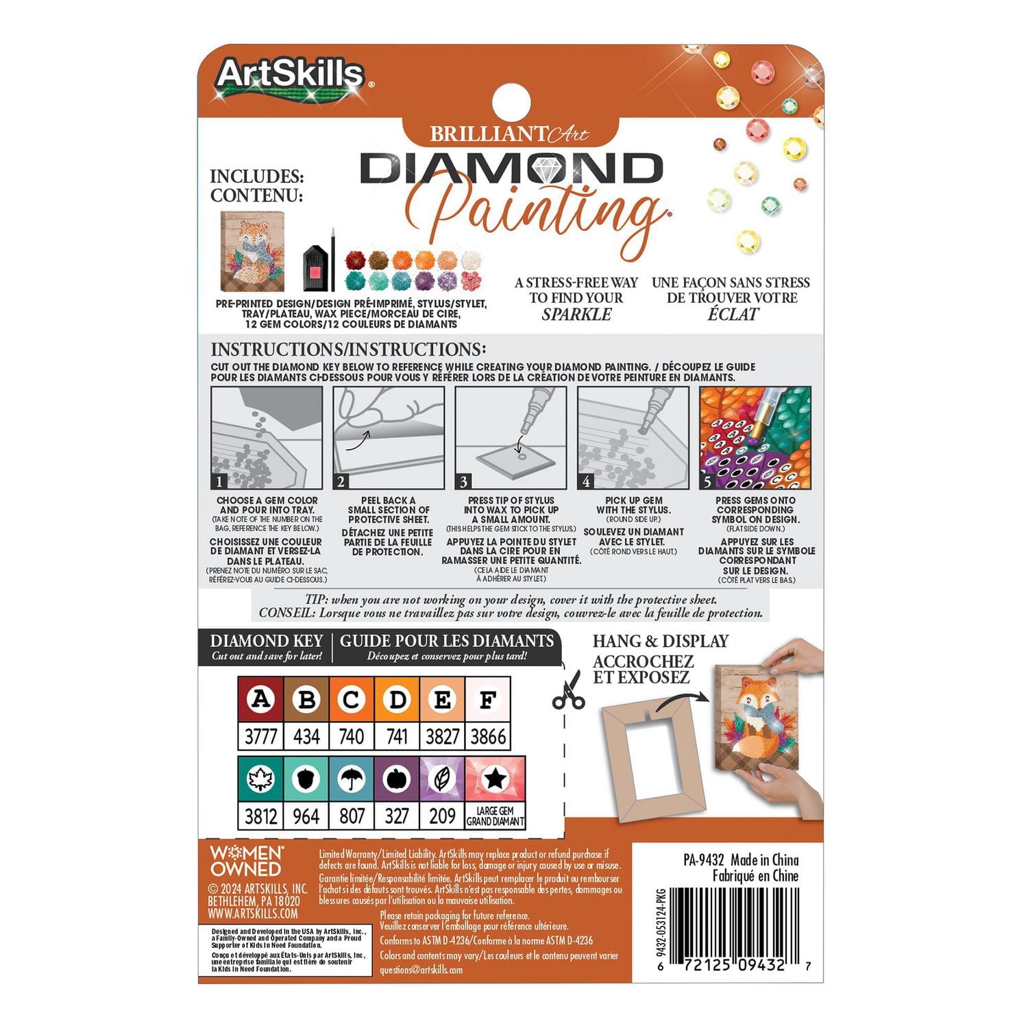 ArtSkills Peinture au diamant d’art brillant, Renard d’automne