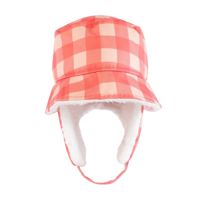 FlapJackKids - Winter Bucket Hat - Pink Buffalo Checkers - Medium 2 - 4Y