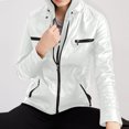 thumbnail image 4 of LOVZFMLL Jackets for Women's Solid Color Long Sleeved Leather Jacket Zippered Jacket Pocket Women's Spring Short Jacket, 4 of 6