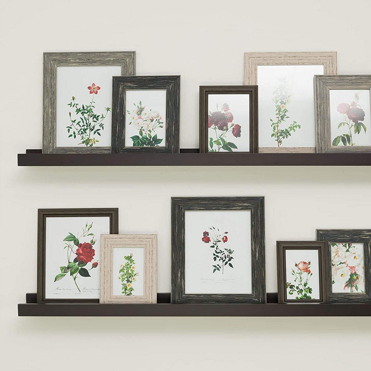 Kiera Grace Set of Two Edge Floating Photo Frame Shelfs, 44"L x 4"W x 2"H, Espresso