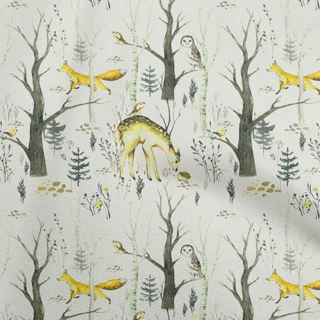 oneOone Polyester Spandex Yellow Fabric Deer Sewing Craft Projects Fabric Prints By Yard 56 Inch Wide