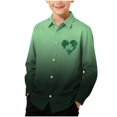 thumbnail image 1 of RXMEKW Chemise à Manches Longues Imprimée de la Saint-Patrick pour Garçons avec Col Rabattu, 95 % Coton 5 % Élasthanne, Vert, 1 of 7