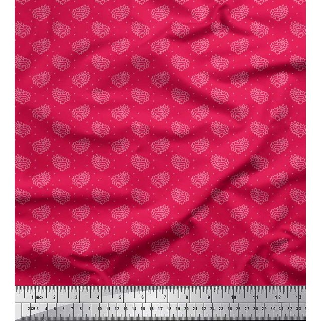 Soimoi polyester Crepe Fabric Dot & Paisley Print Sewing Fabric Yard 52 Inch Wide