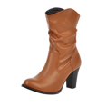 thumbnail image 2 of LSLJS Women Shoes Fashion Solid Color High Heels Casual Warm Wear-resistant Slip-on Fleece Cowboy, 2 of 6