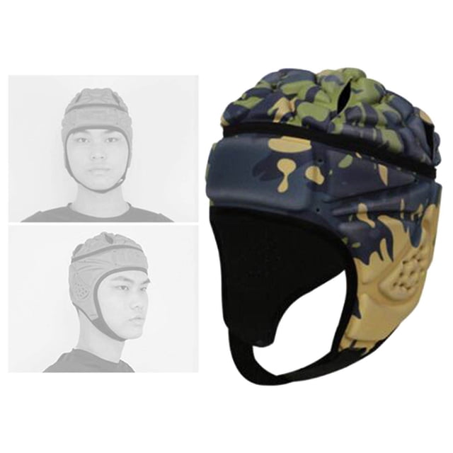 kurtrusly EVA Goalkeeper Rugby Soccer Football Helmet Youth Head Protector Guard Rugby Hat Head Protector Guard Flame Gray