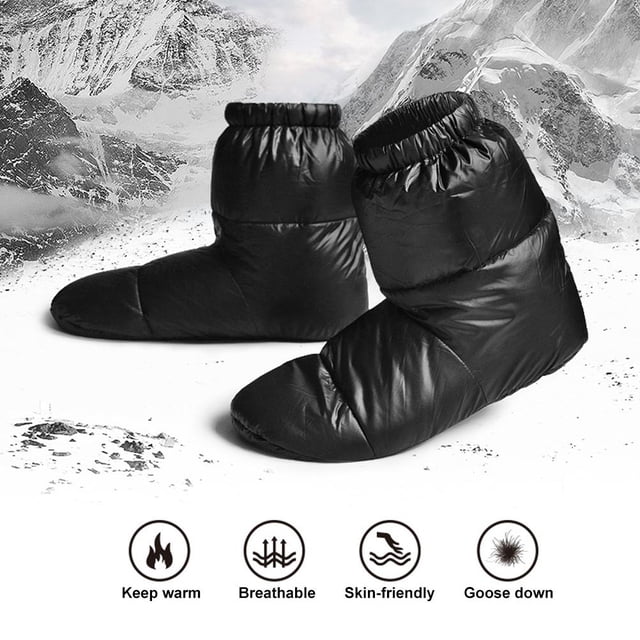 Down Filled Foot Cover Boots Winter Down High Top Socks Waterproof Duck Down Booties Drawstring Closure Down Filled Foot Cover Boots For Indoor Or Outdoor