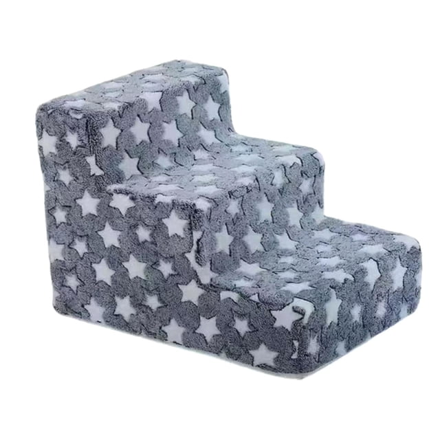 Almencla Dog Stair Anti Slip 3 Tier Soft Pet Steps for Older Dogs Small Dogs Puppy L Blue L