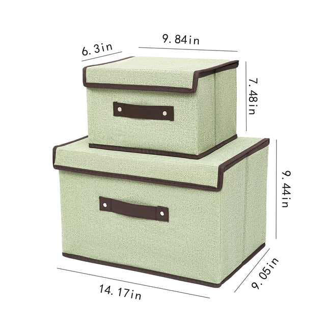 Room Storage and Organization Bedroom Foldable Storage Box with Lid 2Pcs (Large + Small) Fabric Storage Box with Lid, Closet Storage Box, Room Organization, Office Storage, Toy Storage