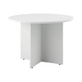 thumbnail image 1 of 42W Round Conference Table with Wood Base in White - Engineered Wood, 1 of 7
