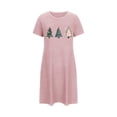 thumbnail image 2 of Sakmal Robe de Maison Douillette pour Femmes Rose Grande Taille de Noël comme un Nuage Vêtement de Nuit à Manches Courtes Courte Imprimé d'Arbres de Noël Col Rond Chemises de Nuit P-2TG, 2 of 5