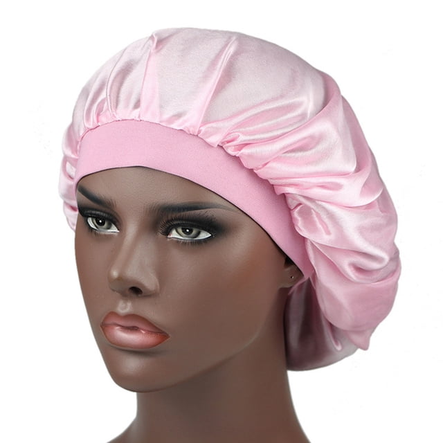 WIFKLSIIPG Wide Elastic Band Satin Sleep Bonnet Soft Night Sleeping Cap for Women