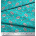 thumbnail image 2 of Soimoi Poly Georgette Fabric Leaves & Floral Block Print Fabric by The Yard 52 Inch Wide, 2 of 3