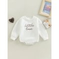 thumbnail image 2 of Faithtur Infant Baby Fall Romper, Long Sleeve Round Neck Letter Embroidery One-Piece Bodysuit, 2 of 8