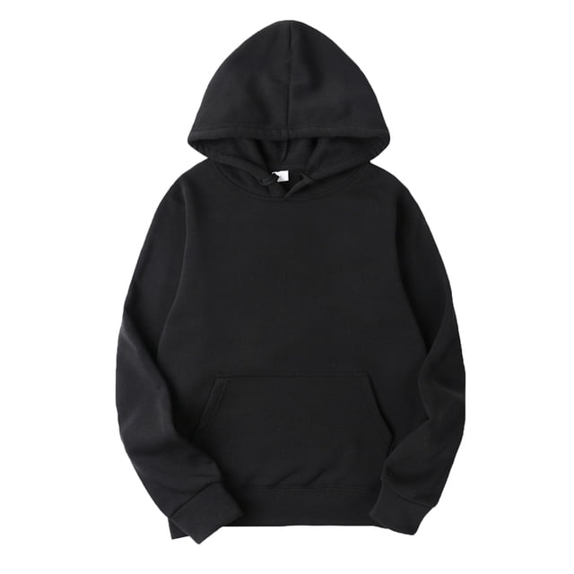 Yeahdor Men's Basic Long Sleeve Drawstring Hoodie Sweatshirt Casual Solid Color Pullover Tops Black S