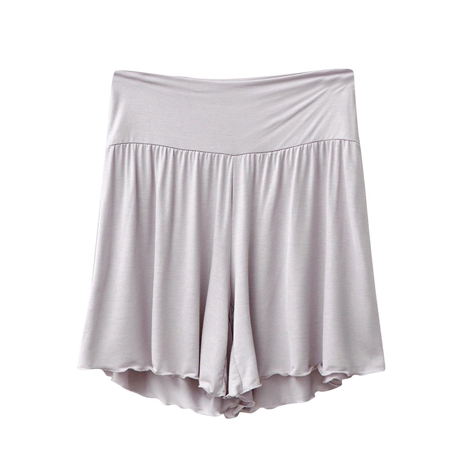 AherBiu Pajamas Shorts for Women Ruffle Wide Leg High Waisted Soft Comfy Sleepwear Bottom Shorts