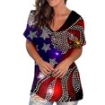 thumbnail image 2 of Débardeurs d'Été Grande Taille pour Femmes Col Ras du Cou T-Shirts Imprimés Manches Courtes T-Shirt Blouse Hauts Amples T-Shirt Col en V Femmes en Liquidation, 2 of 5