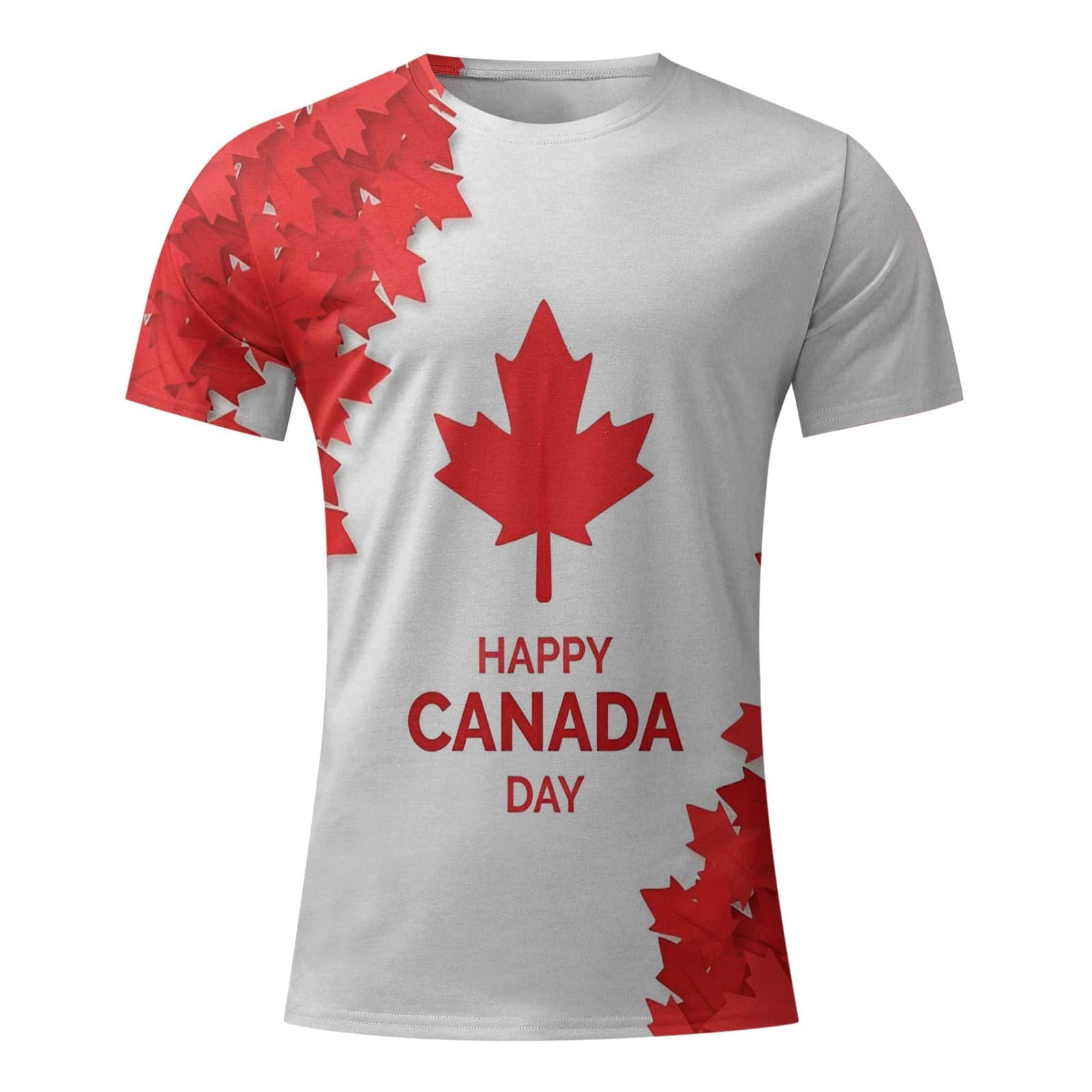 TIMIFIS T-Shirts pour Femmes - T-Shirt Feuille d'Érable du Canada - Hauts d'Été à Col Rond et Manches Courtes - Tee Vintage Décontracté