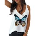 thumbnail image 1 of DYMADE Women V Neck Sleeveless Floral Butterfly Print Vest Top, 1 of 1