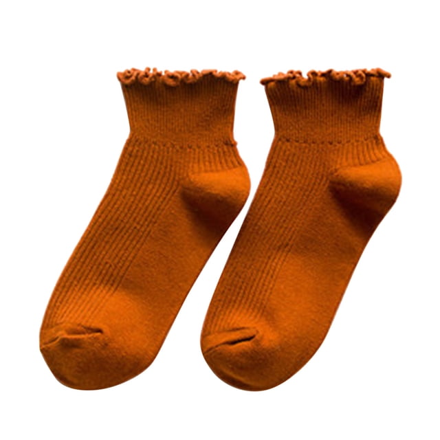 GDREDA Thermal Socks Women Edge Vertical Striped Boat Socks Fresh Socks Orange,One Size