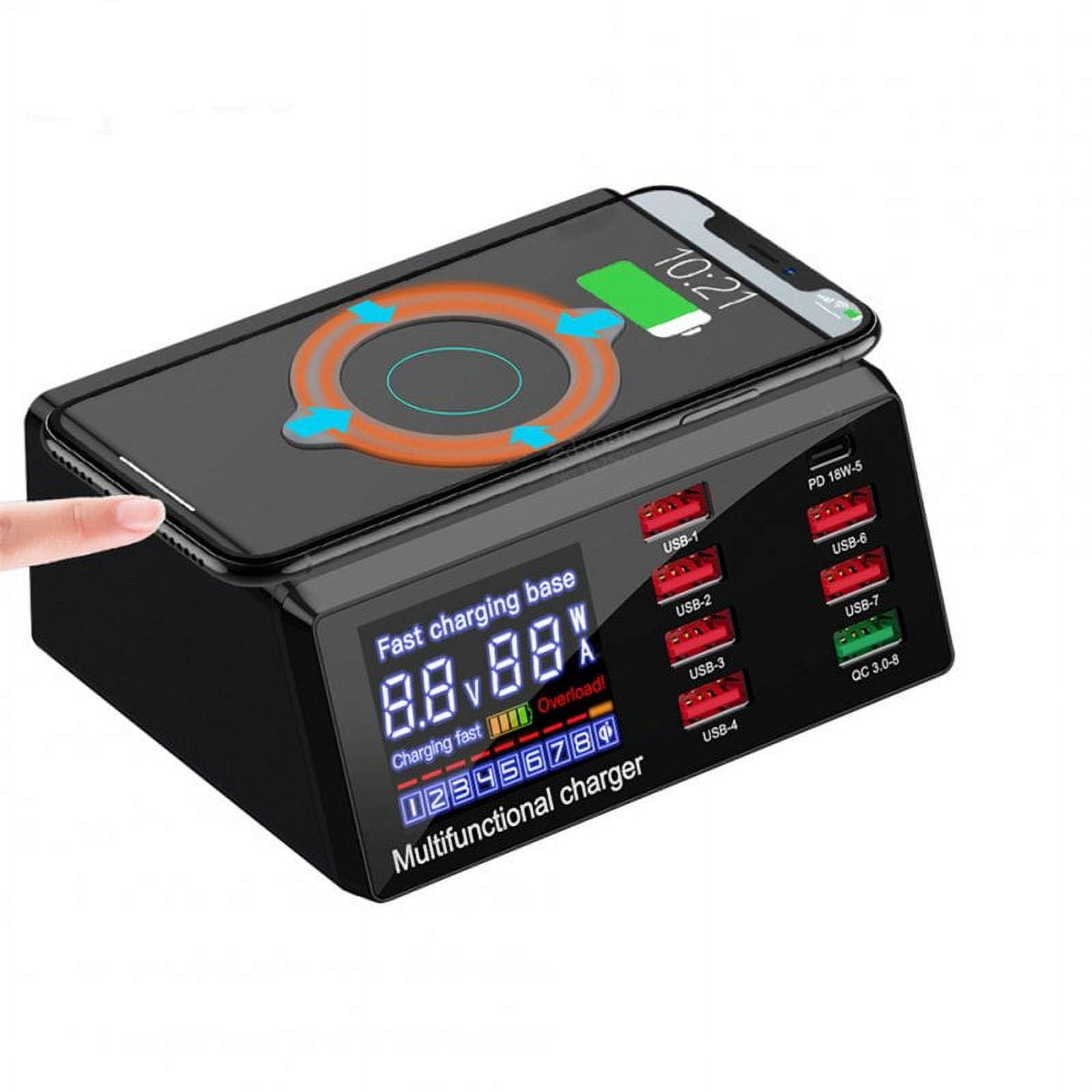 Portable 100w Usb Chargers With Led Display Pd Fast Charging Usb Adapter Wireless Chargers Multifunctional Power Station UK plug