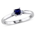 thumbnail image 1 of 2/5 Carat (ctw) Lab-Created Blue Sapphire & Diamond Ring in Sterling Silver, 1 of 4