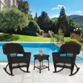 thumbnail image 2 of Jeco 3pc Wicker Rocker Chair Set in Espresso with Black Cushion, 2 of 11