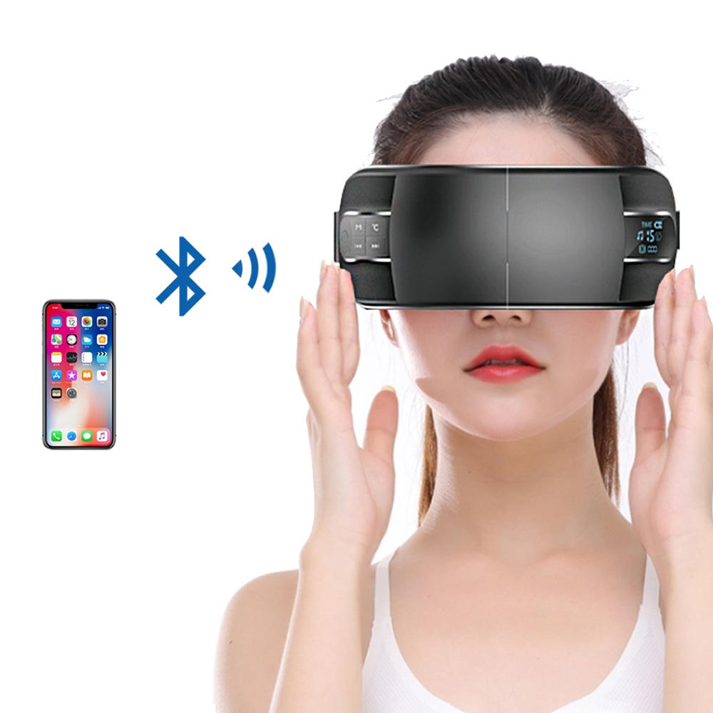 Appareil de Massage Oculaire, avec Fonction Chaleur, Pression d'Air et Acupression, Noir