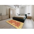 thumbnail image 4 of Ahgly Company Tapis d'Intérieur Ronds Abstraits Orange Rouge de Style Oriental, 8 Pieds Rond, 4 of 6