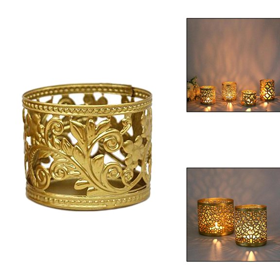 Geometric Metal Candle Holder, Iron Hollowed Carved Tealight Candlestick Holder Style4