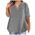 thumbnail image 1 of AherBiu Plus Size T Shirts for Women V Neck Loose Comfy Basic Tees Summer Workout Oversized Tshirt Tops, 1 of 7