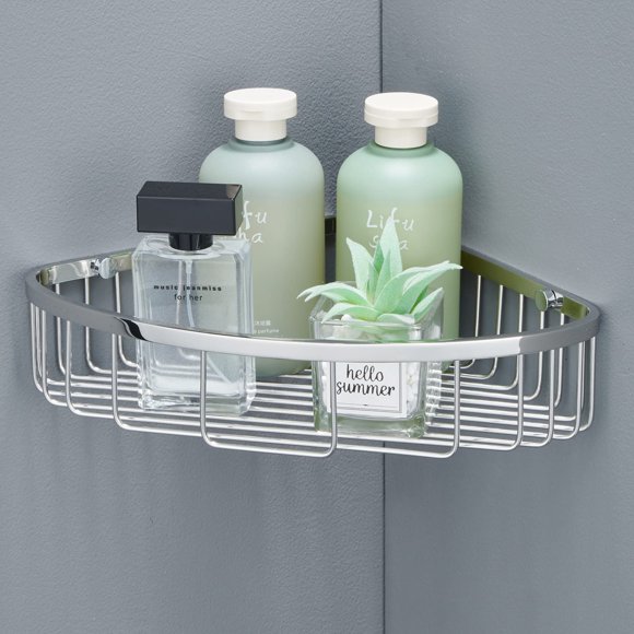 GORDEE Bathroom Shower Caddy Corner Shelf Basket, Corner-Hollow Design, Ultra Sturdy Rust-Proof Stainless Steel Shelf Organizer Shampoo Holder, Wall Mounted Storage Rack for Bathroom, Polished Chrome