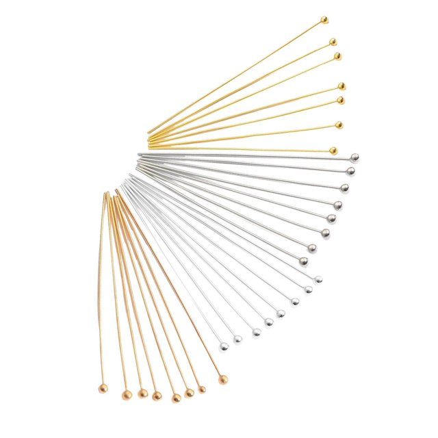 200x Épingles à Bille en Métal, Pointe Ronde pour Accessoires, Fabrication de Bijoux DIY