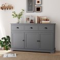 thumbnail image 4 of Gymax Buffet Moderne 53,5 Po Armoire de Rangement avec 3 Tiroirs 3 Portes Gris, 4 of 10