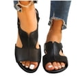thumbnail image 4 of Sandales Romaines pour Femmes, Chaussures de Plage Plates à Bout Rond et Bout Ouvert avec Bride de Cheville Ajustable et Semelle Intérieure Coussinée, Noir Taille 36, 4 of 7