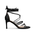 thumbnail image 3 of BLISSFUL STEP Women's Lace Up Strappy Block High Heels Sandals Black 10, 3 of 7