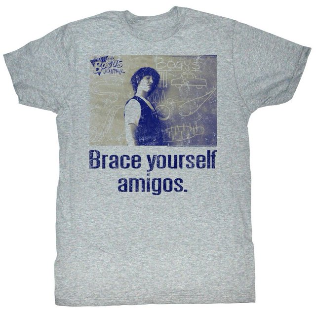 Bill and Ted Brace Yourself Gray Heather Adult T-Shirt